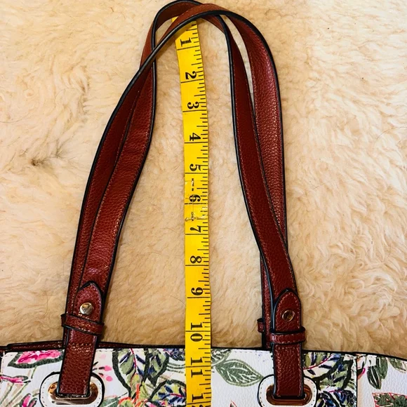 EUC GH Bass & Co Floral Pebble Leather Floral 3 In 1 Shoulder Tote Purse - Picture 12 of 15